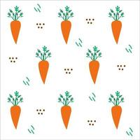 Carrot pattern on white background. Design element. Cute symbol. Art pattern decoration element background. Vegetarian food. Vector drawing. Flat seamless pattern. Healthy food.