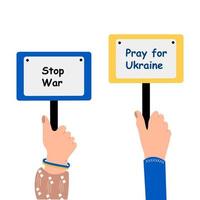 No war in Ukraine vector illustration with isolated background. Call for an end to the war. Rallies for Ukraine. Ukrainian hand in a vysovanka. Aggression and military attack.