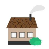 Cute tiny house in a flat style. Country house with windows and tiled roof. Vector illustration with isolated background.