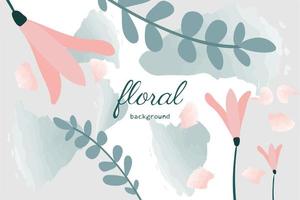 Floral vector background. Luxurious wallpaper design with delicate flowers, leaves and spots. Minimalistic, spring botanical illustration suitable for fabric, prints, cover art.