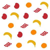 Cute fruit pattern. Banana, apple, orange. Seamless pattern with fruits in a flat style. Vector illustration.