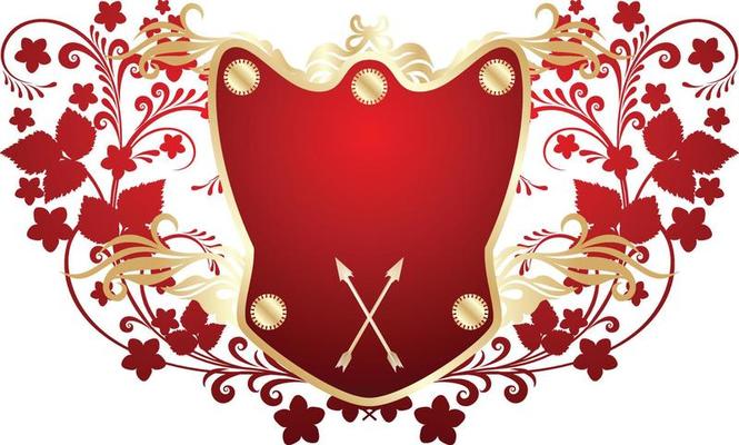 shields with ornaments in editable eps