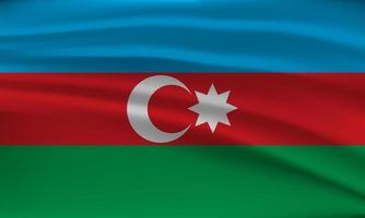 Flag of Azerbaijan, with a wavy effect due to the wind. vector