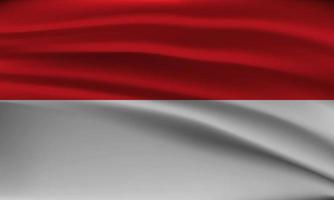 Flag of indonesia, with a wavy effect due to the wind. vector