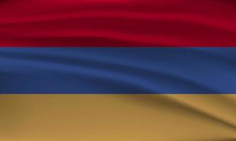 Flag of Armenia, with a wavy effect due to the wind. vector