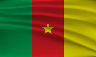 Flag of Cameroon, with a wavy effect due to the wind. vector