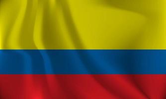 Flag of Colombia, with a wavy effect due to the wind. vector
