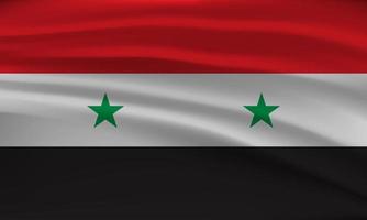 Flag of Syria, with a wavy effect due to the wind. vector
