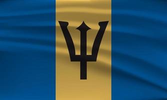 Flag of Barbados, with a wavy effect due to the wind. vector