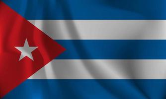 Flag of Cuba, with a wavy effect due to the wind. vector