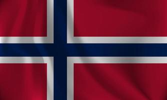 Flag of Norway, with a wavy effect due to the wind. vector