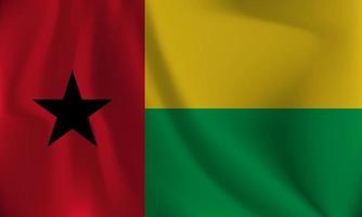 Flag of Guinea Bissau, with a wavy effect due to the wind. vector