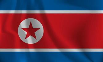 Flag of DPRK North Korea, with a wavy effect due to the wind. vector