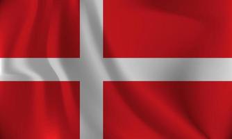 Flag of Denmark, with a wavy effect due to the wind. vector