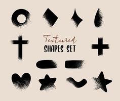 Textured silhouette set of shapes and figures. Stylish decorative elements for design vector