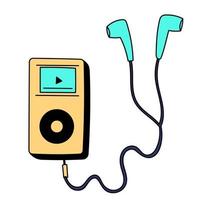 Hand Drawn Audio Player with headphones vector