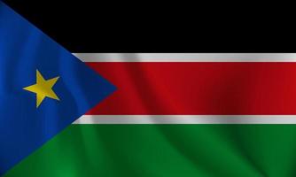 Flag of South Sudan, with a wavy effect due to the wind. vector