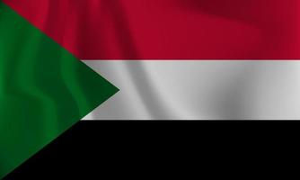 Flag of Sudan, with a wavy effect due to the wind. vector