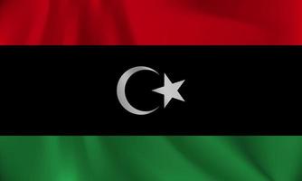 Flag of Libya, with a wavy effect due to the wind. vector
