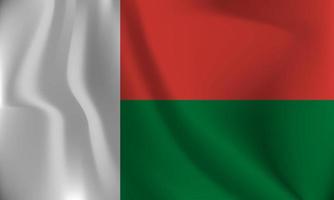 Flag of Madagascar, with a wavy effect due to the wind. vector