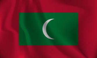 Flag of Maldives, with a wavy effect due to the wind. vector