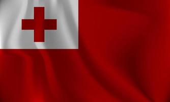 Flag of Tonga, with a wavy effect due to the wind. vector