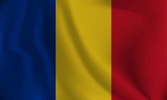 Flag of Romania, with a wavy effect due to the wind. vector