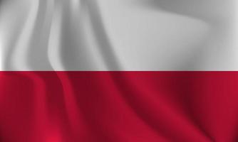 Flag of Poland, with a wavy effect due to the wind. vector