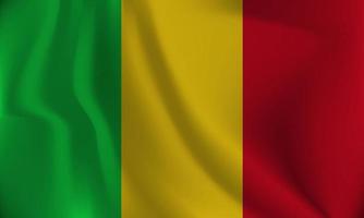 Flag of Mali, with a wavy effect due to the wind. vector