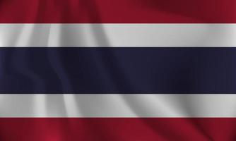 Flag of Thailand, with a wavy effect due to the wind. vector