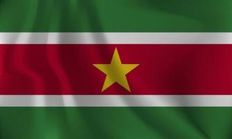 Flag of Suriname, with a wavy effect due to the wind. vector