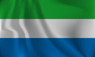 Flag of Sierra Leone, with a wavy effect due to the wind. vector