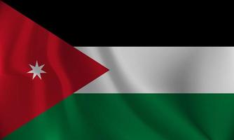 Flag of Jordan, with a wavy effect due to the wind. vector