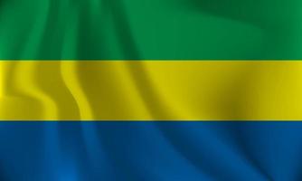 Flag of Gabon, with a wavy effect due to the wind. vector