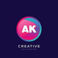 AKinitial logo With Colorful template vector. vector