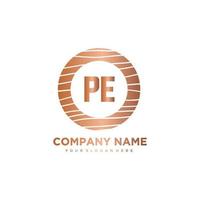 PE Initial Letter circle wood logo template vector