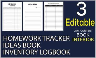 HOMEWORK TRACKER IDEAS BOOK INVENTORY LOGBOOK vector