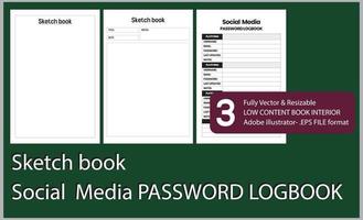 Sketch book Sketch book Social  Media PASSWORD LOGBOOK vector