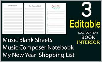 Music Blank Sheets Music Composer Notebook My New Year  Shopping List vector