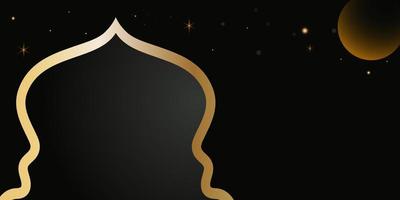 Golden mosque dome frame with full moon and star sprinkles with copy space for text. banners for celebration of islamic banners like eid al adha, fitr, ramadhan, etc. vector