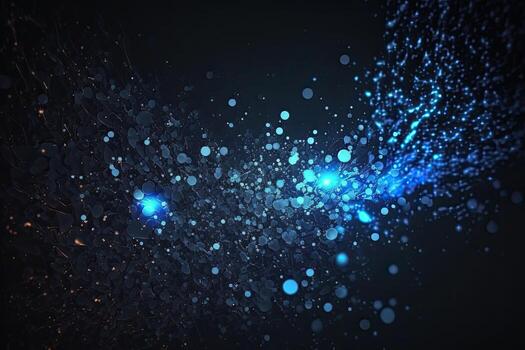 Dark blue and glow particle abstract background photo