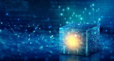 Cube computing technology. Cloud data and Internet Security. photo
