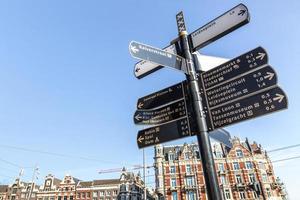 Amsterdam's city centre streets feature street signs. photo