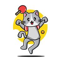 Cute cat playing table tennis vector