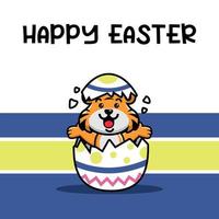 Cute tiger happy easter background vector