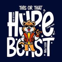 Cartoon tiger hypebeast t-shirt Design vector