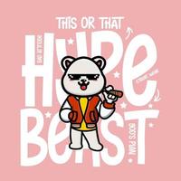 Cartoon polar hypebeast t-shirt Design vector