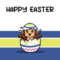 Cute monkey happy easter background vector