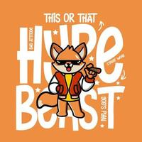 Cartoon fox hypebeast t-shirt Design vector