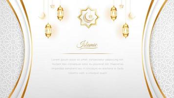 Arabic Islamic Elegant White and Golden Luxury Banner Background vector